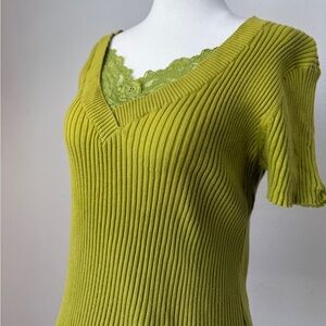 August Silk Green Knit Top